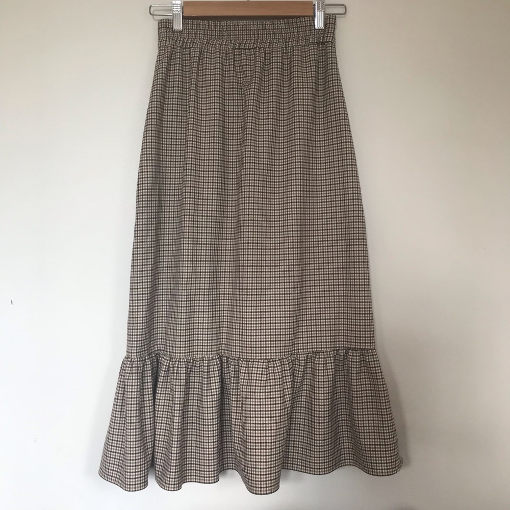 Zara Woman Sml High Waisted Button Side Fishtail Asymmetrical Skirt Plaid - Picture 4 of 11